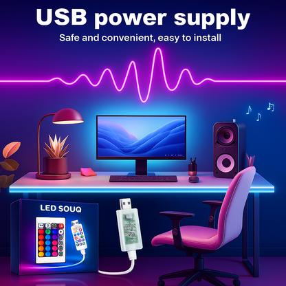 USB Powered Neon LED Strip – Neon Rope Light Compatible with Adapter, Power Bank, Laptop