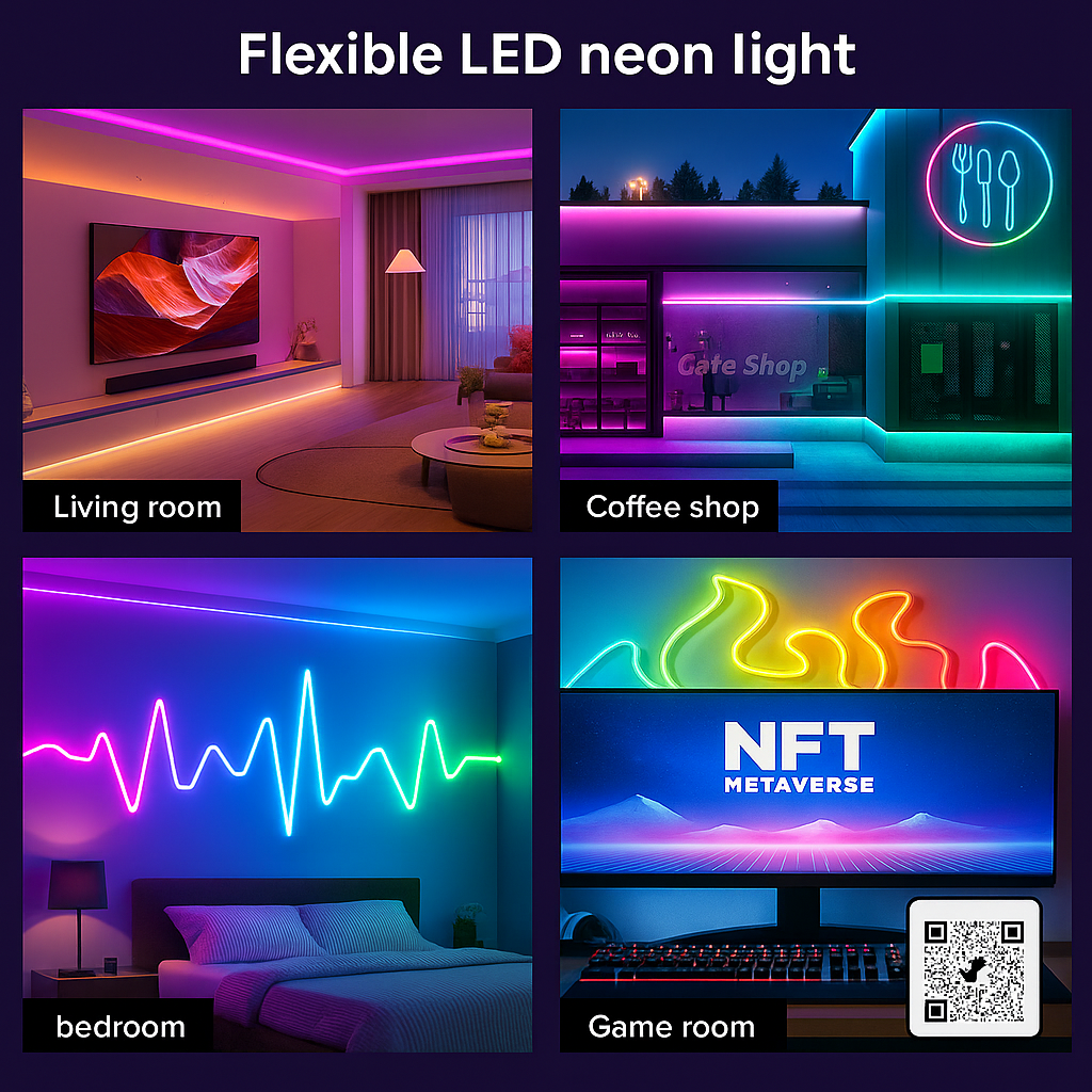 Flexible RGB Neon LED Rope Light – Bendable Neon Tube for Home, Gaming, and Party Lighting