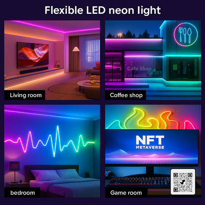 Flexible RGB Neon LED Rope Light – Bendable Neon Tube for Home, Gaming, and Party Lighting