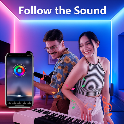 Smart Neon Rope Light with Music Sync and App Control – RGB LED Strip for Mood Lighting