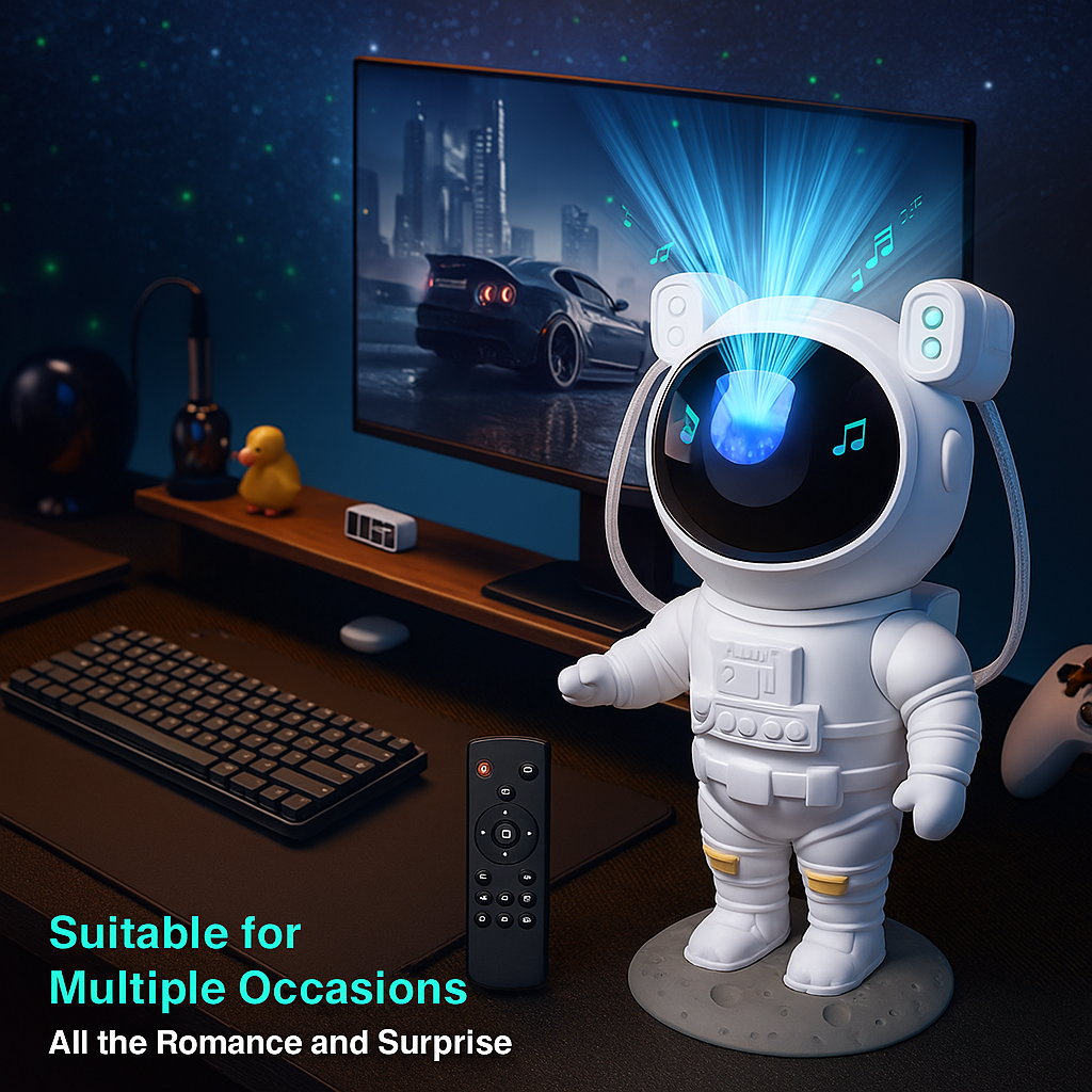 Astronaut Galaxy Star Projector | Nebula Night Light with Remote & Bluetooth for Bedroom, Gaming Setup & Kids Room