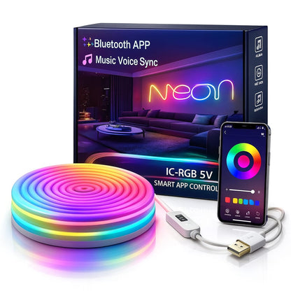 Smart RGB Neon Rope Light 5M – USB Connected LED Strip for Home - euro4buy